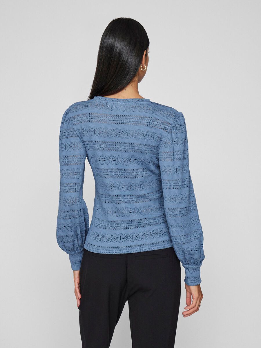 VILA ROUND NECK LONG SLEEVED TOP, Coronet Blue, highres - 14109892_CoronetBlue_004.jpg