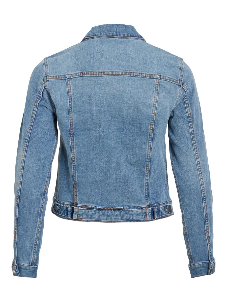 VILA VISHOW BUTTONED DENIM JACKET, Light Blue Denim, highres - 14088911_LightBlueDenim_002.jpg