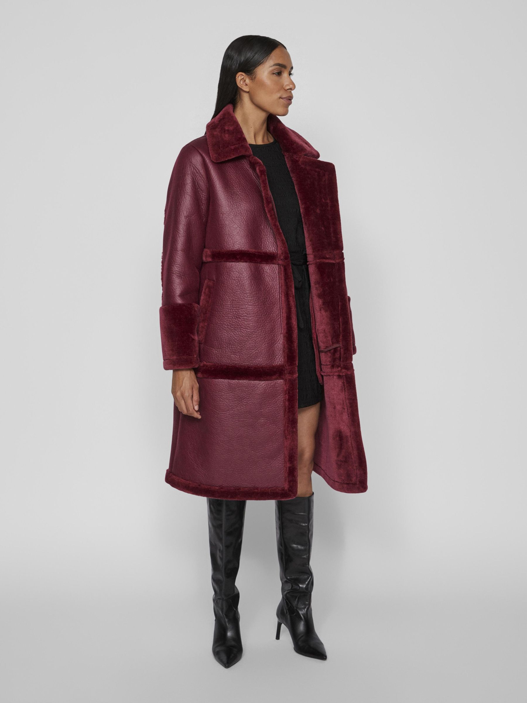 Burgundy sheepskin coat sale