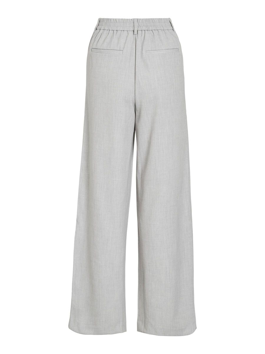 VILA VIVARONE KORKEAVYÖTÄRÖISET LEVEÄLAHKEISET HOUSUT, Light Grey Melange, highres - 14087407_LightGreyMelange_002.jpg