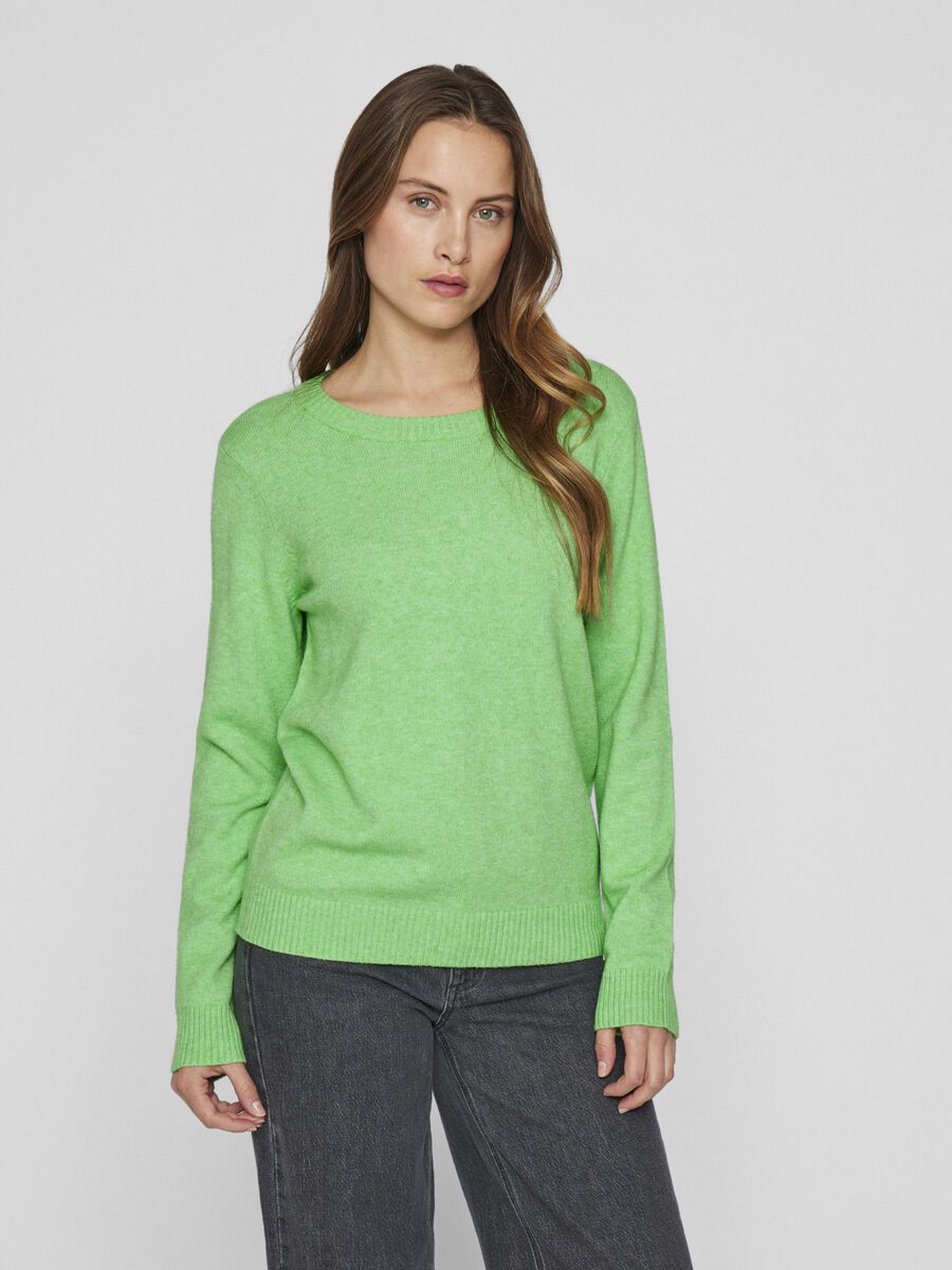 VILA VIRIL ROUND NECK KNITTED PULLOVER, Summer Green, highres - 14054177_SummerGreen_714851_003.jpg