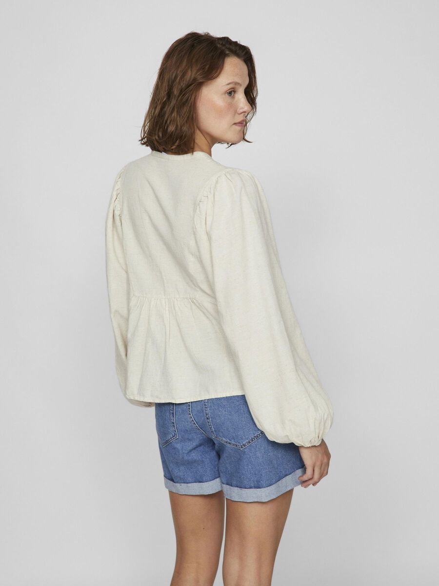 VILA V-NECK LONG SLEEVED TOP, White Sand, highres - 14102166_WhiteSand_004.jpg