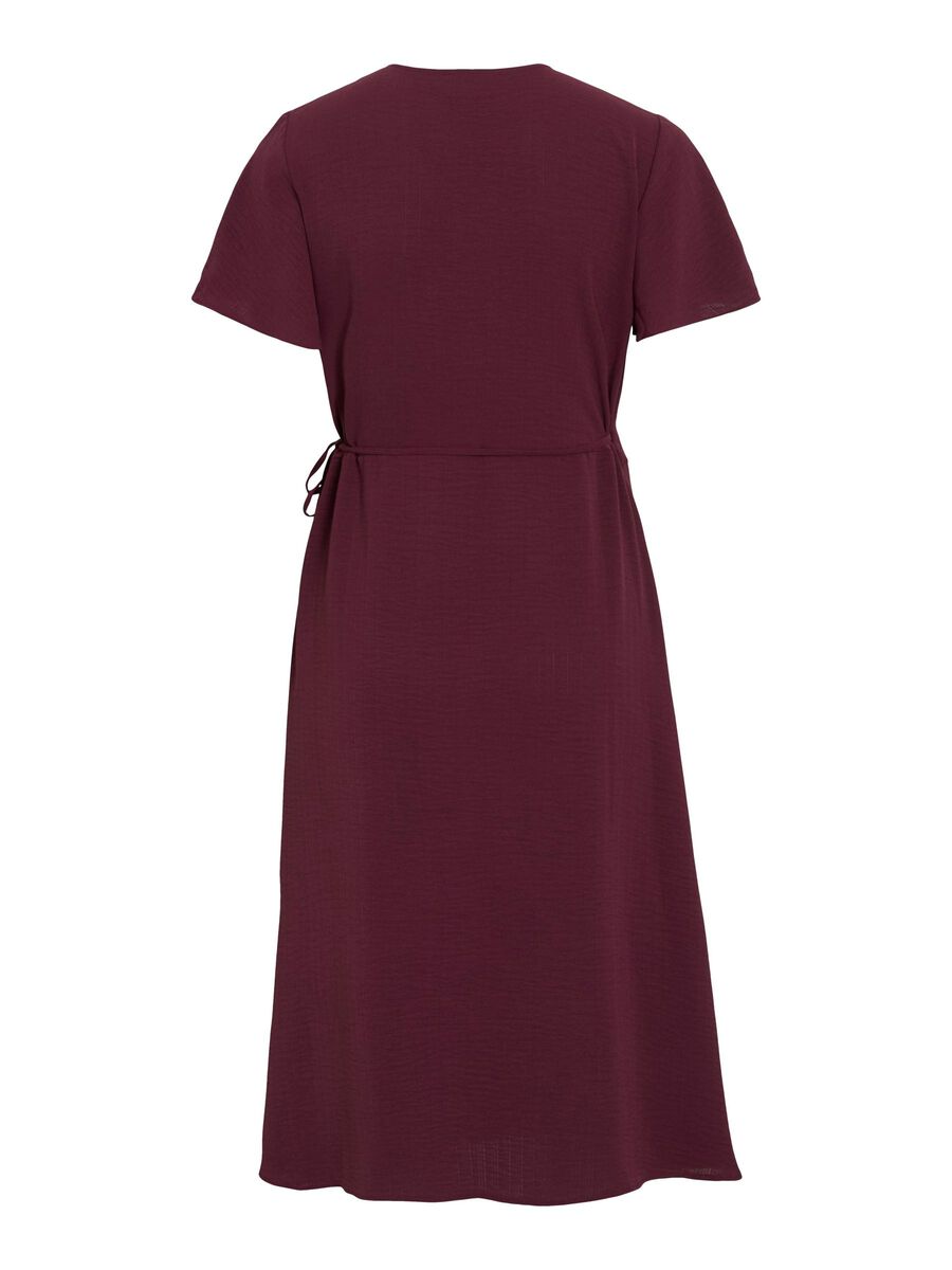 VILA VILOVIE SHORT SLEEVED WRAP DRESS, Fig, highres - 14059666_Fig_002.jpg