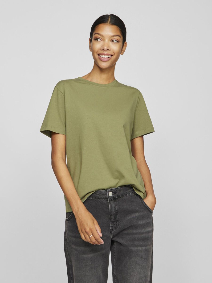 VILA VINORA RUND HALS T-SHIRT, Oil Green, highres - 14103448_OilGreen_003.jpg