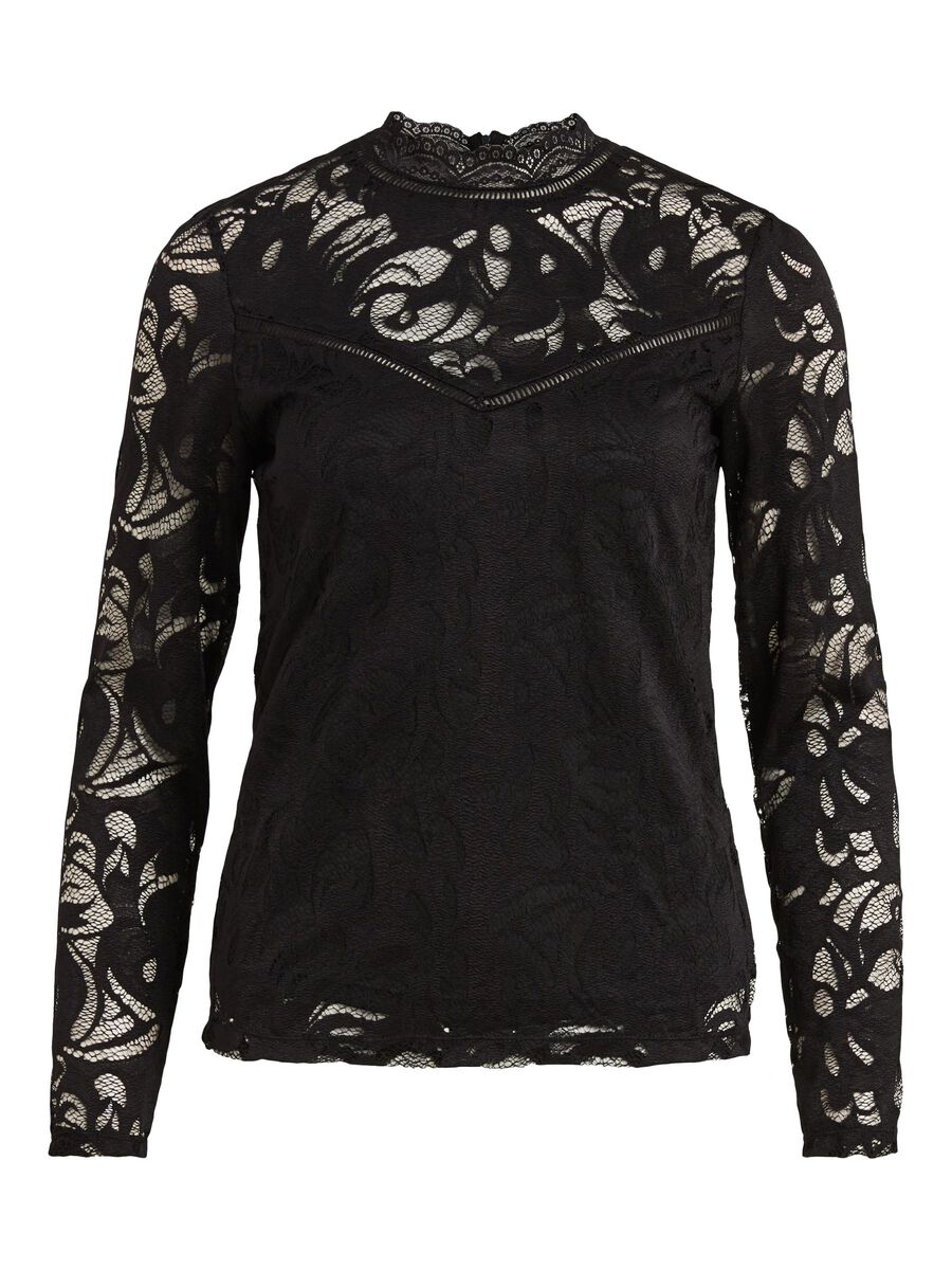 VILA VISTASIA LACE LONG SLEEVED TOP, Black, highres - 14041864_Black_001.jpg