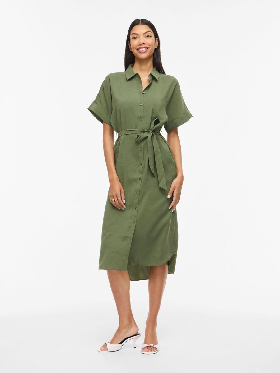 Product carousel image - VIHULA MIDI SHIRT DRESS, Olivine | 1