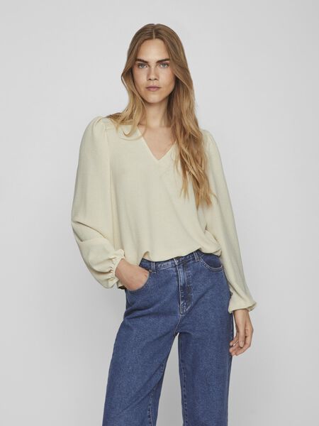 Vila V-NECK LONG SLEEVED TOP, Birch, highres - 14088691_Birch_003.jpg
