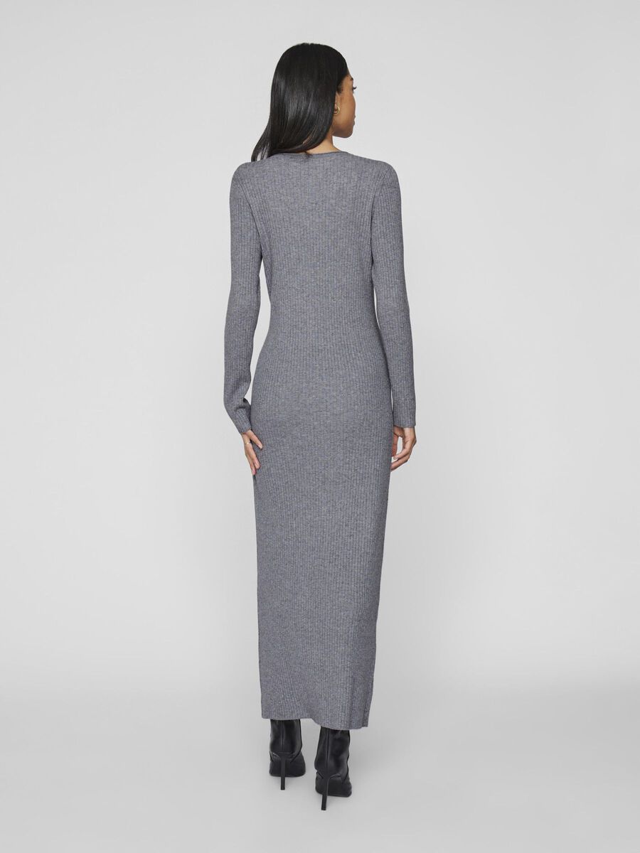 VILA MAXI KNITTED DRESS, Medium Grey Melange, highres - 14109935_MediumGreyMelange_004.jpg