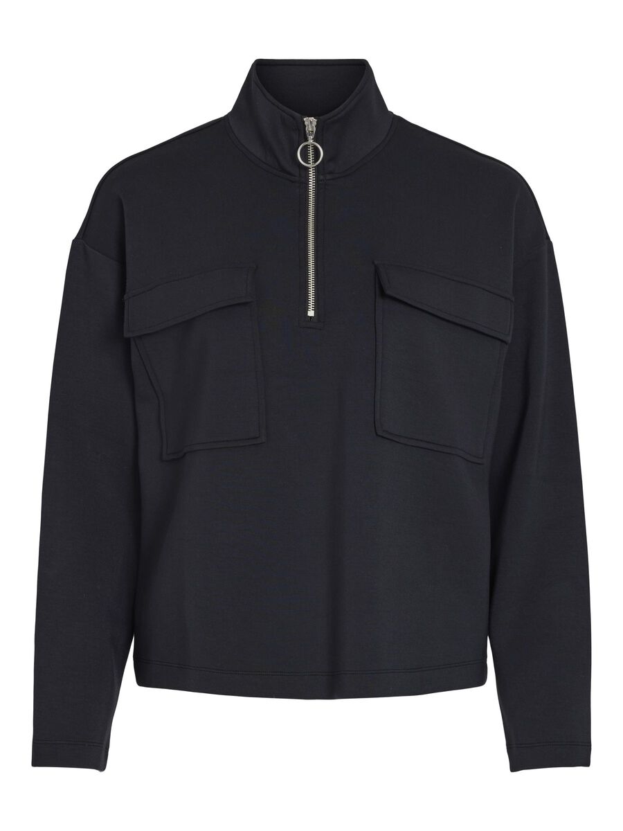 VILA HIGH NECK LONG SLEEVED TOP, Black Beauty, highres - 14103951_BlackBeauty_001.jpg