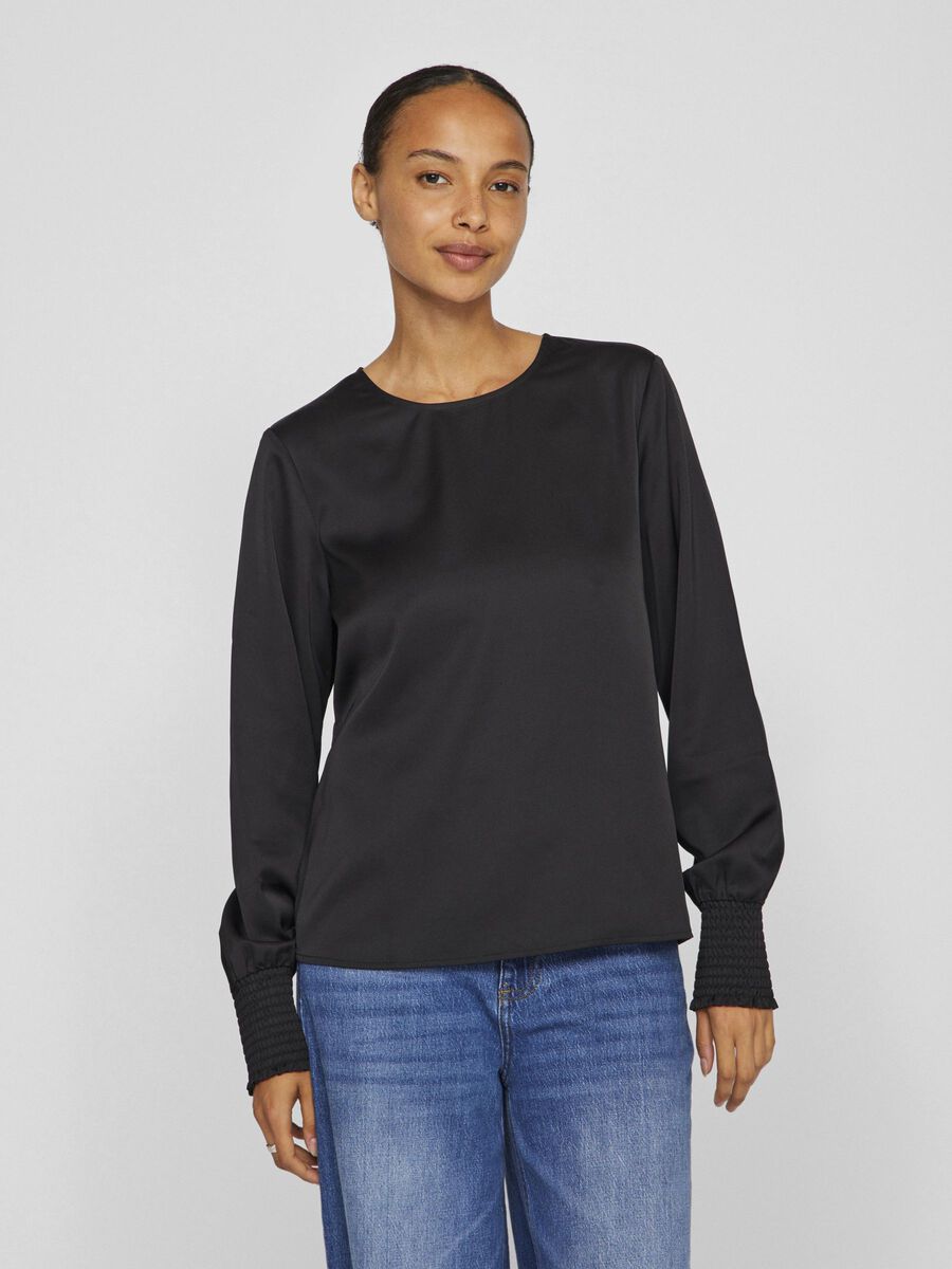 VILA LONG SLEEVED BLOUSE, Black, highres - 14103236_Black_003.jpg