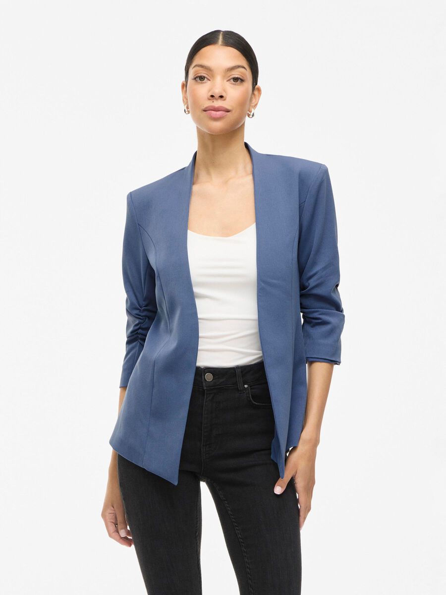 VILA VIHER 3/4 SLEEVED FORMFITTED BLAZER, Vintage Indigo, highres - 14039434_VintageIndigo_003.jpg