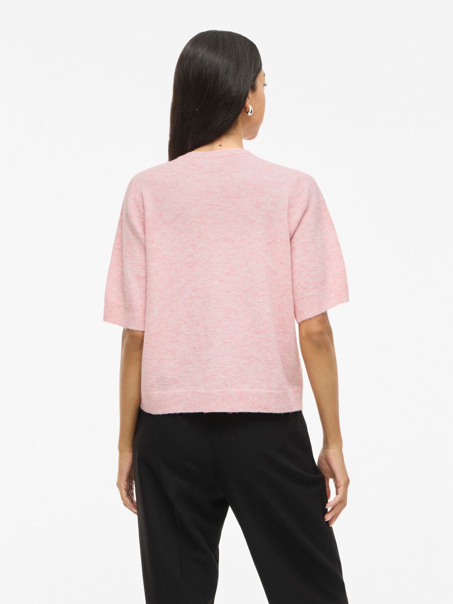 VILA VISEBORA SHORT SLEEVED KNITTED CARDIGAN, Pink Nectar, highres - 14112577_PinkNectar_004.jpg