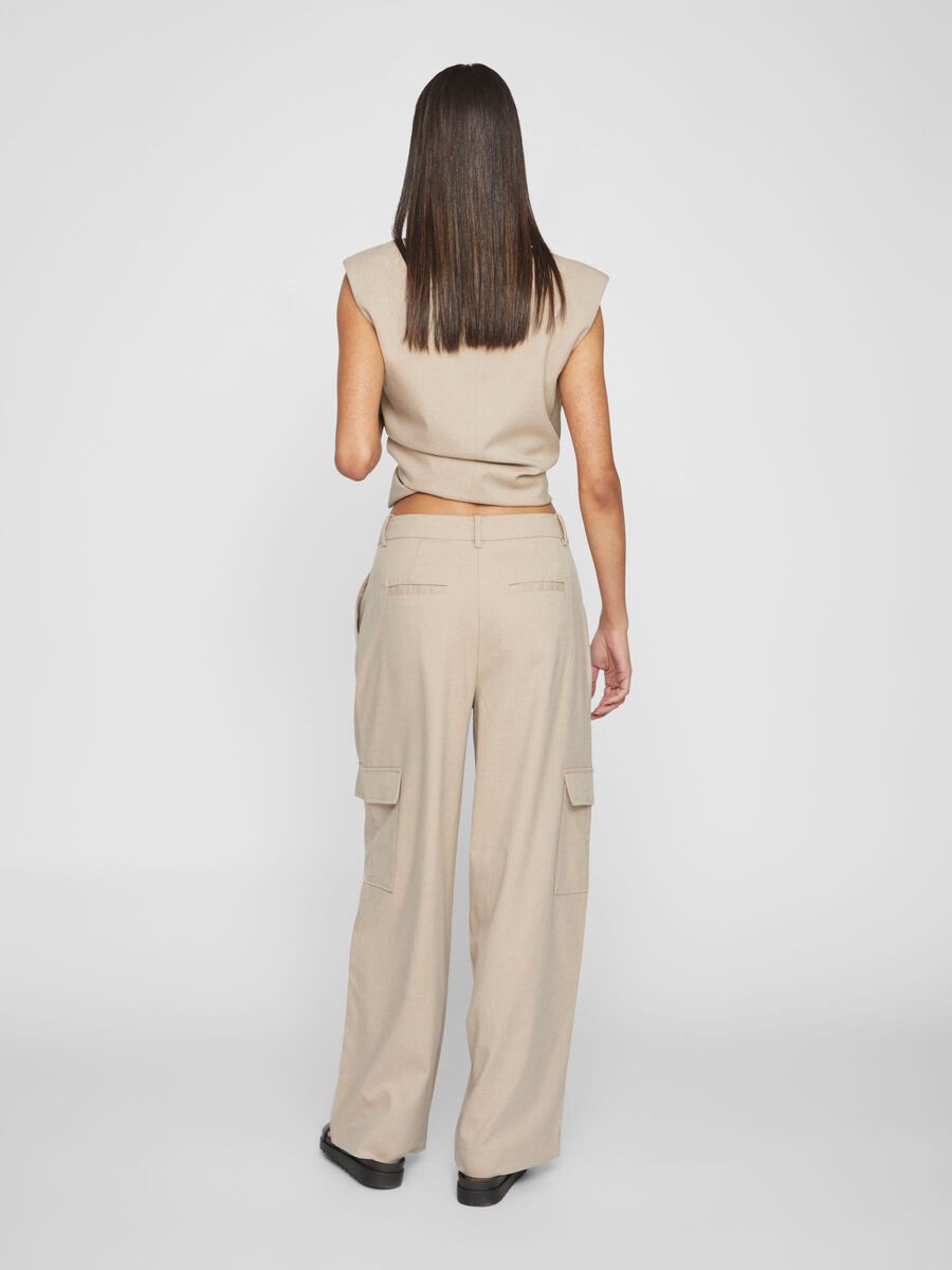 Vila HIGH-WAIST TROUSERS, Simply Taupe, highres - 14085722_SimplyTaupe_004.jpg