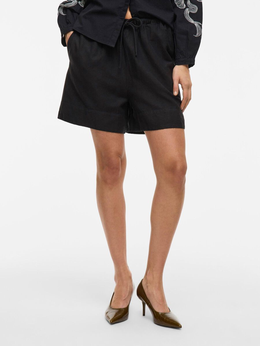VILA MID WAIST SHORTS, Black Beauty, highres - 14104794_BlackBeauty_003.jpg
