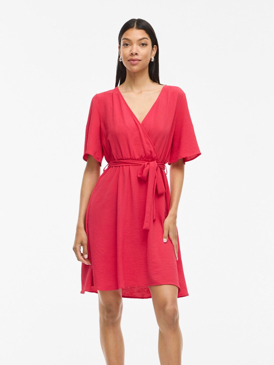VILA SHORT WRAP DRESS, Viva Magenta, highres - 14101657_VivaMagenta_003.jpg