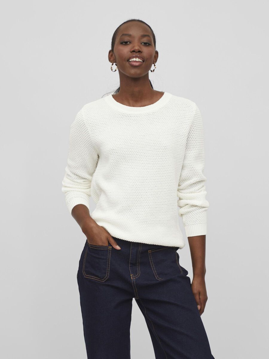 Vila BASIC KNITTED PULLOVER, White Alyssum, highres - 14082767_WhiteAlyssum_003.jpg