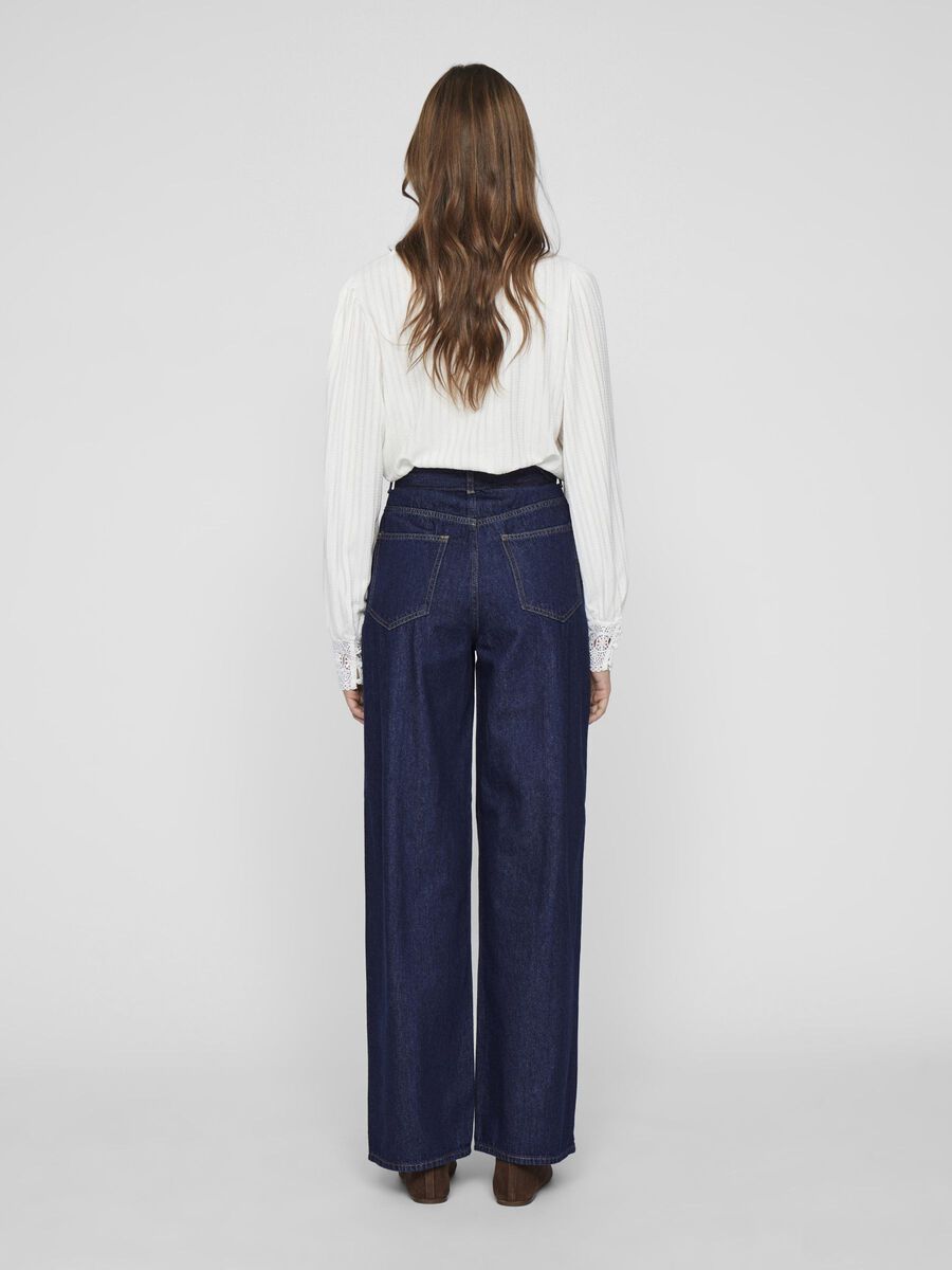 VILA AVEC CEINTURE JEAN TAILLE HAUTE, Dark Blue Denim, highres - 14102640_DarkBlueDenim_004.jpg
