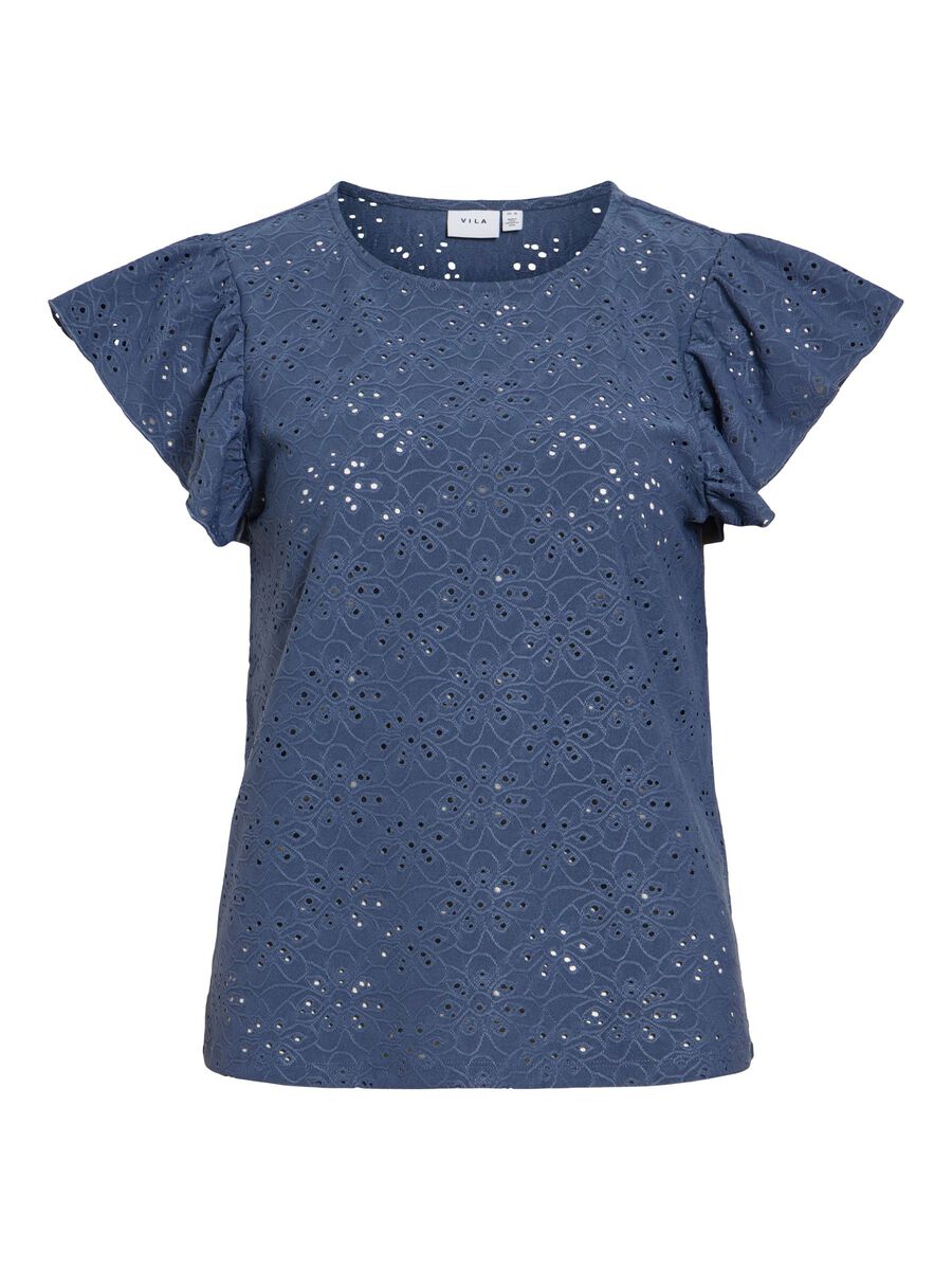 Carousel image - VIKAWA ROUND NECK SHORT SLEEVED TOP, Vintage Indigo | 5