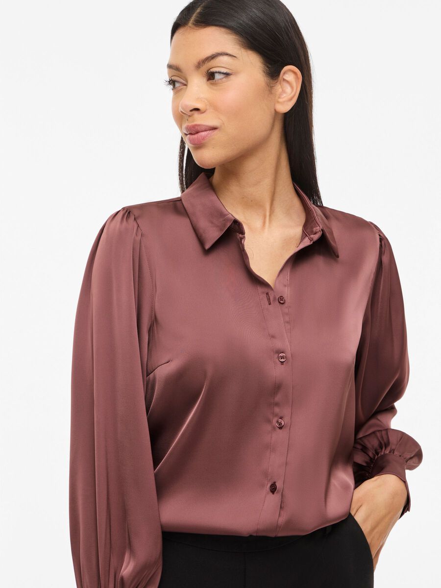 Carousel image - VIENNA BALLOON SLEEVED SHIRT, Rose Brown | 3