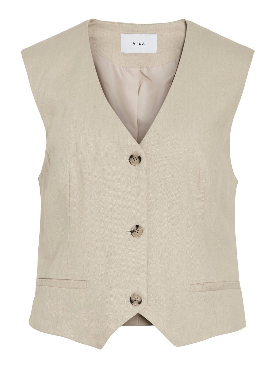 VILA VIJOLANDA TAILORED WAISTCOAT, Feather Gray, highres - 14109809_FeatherGray_001.jpg