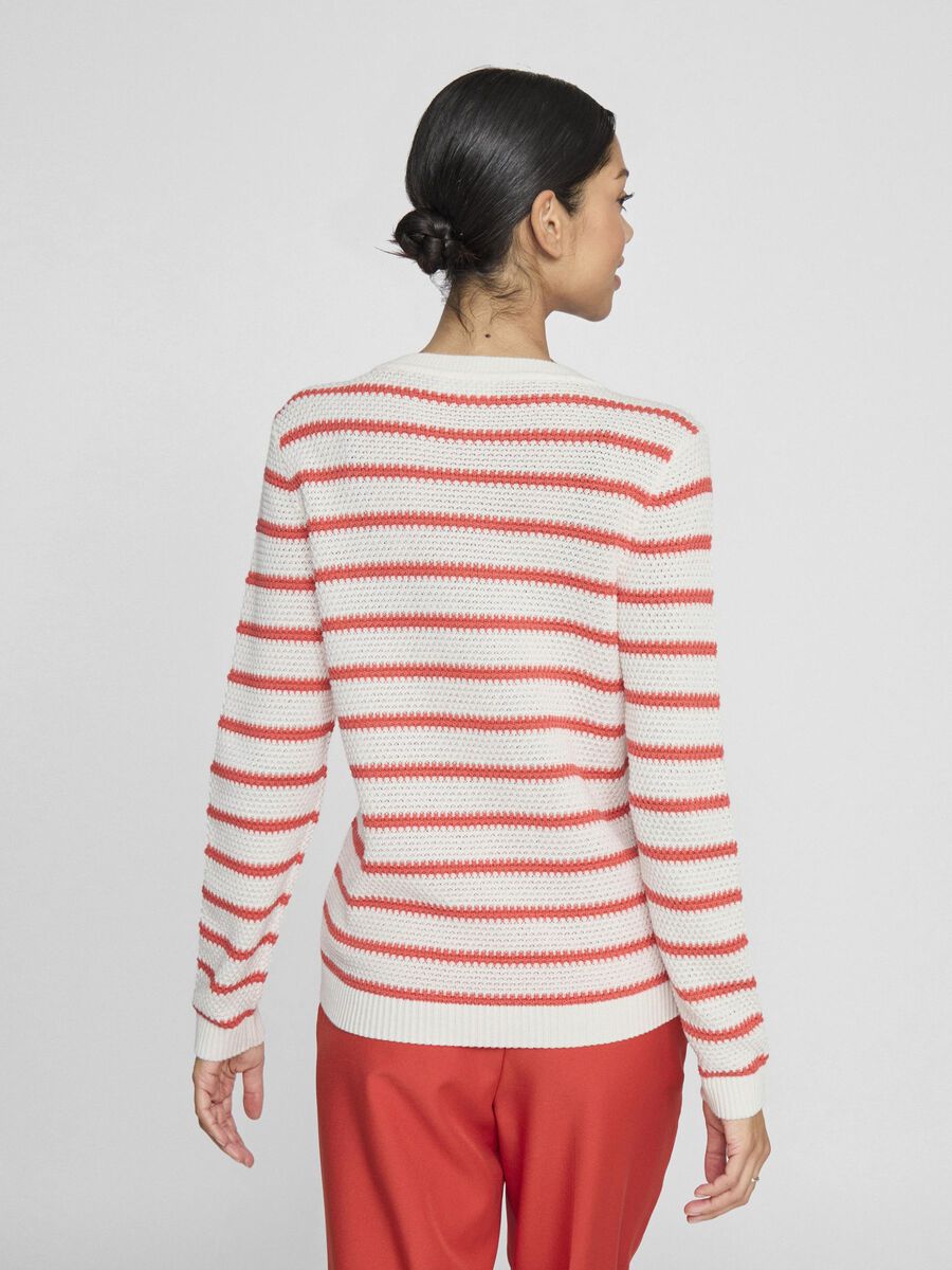VILA VIDALO STRIPED KNITTED PULLOVER, White Alyssum, highres - 14101685_WhiteAlyssum_1183158_004.jpg