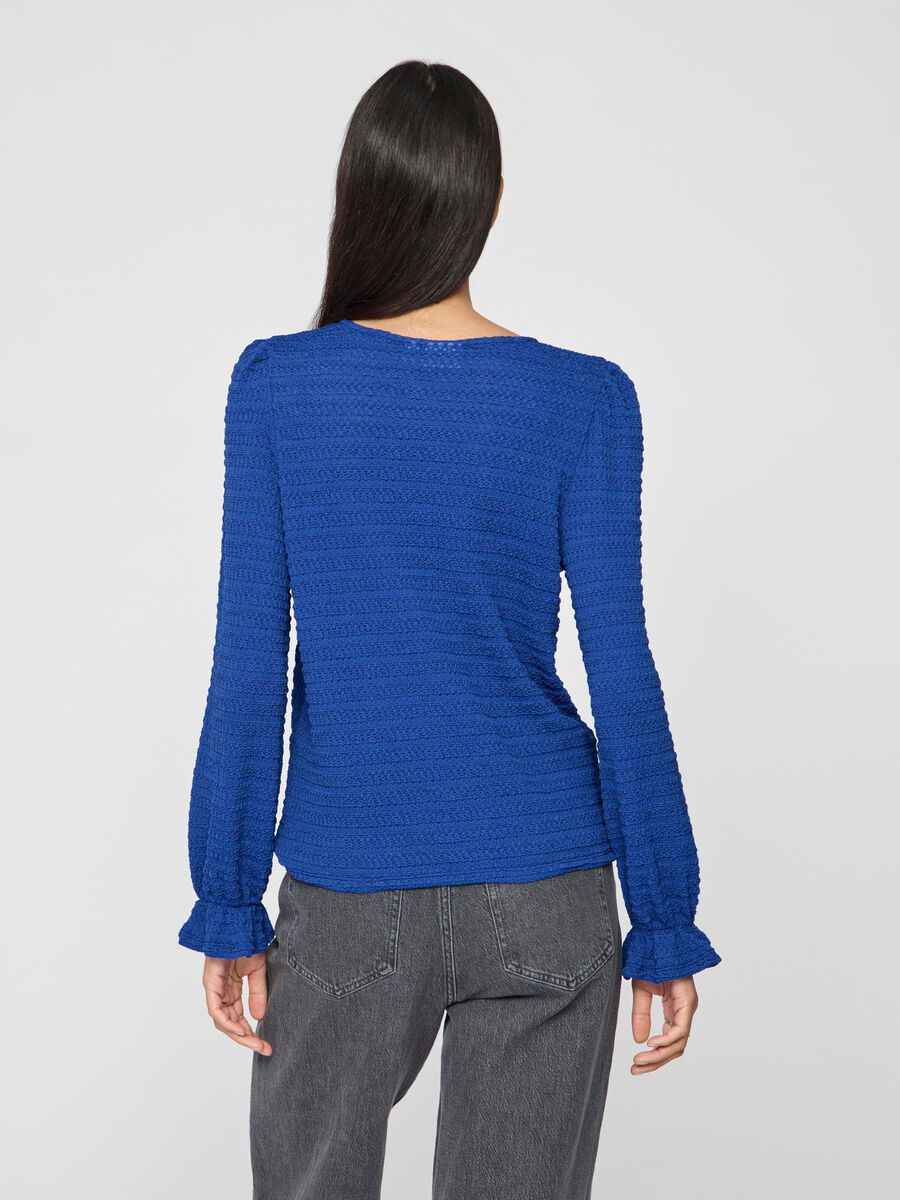 VILA V-NECK LONG SLEEVED TOP, Mazarine Blue, highres - 14106256_MazarineBlue_004.jpg