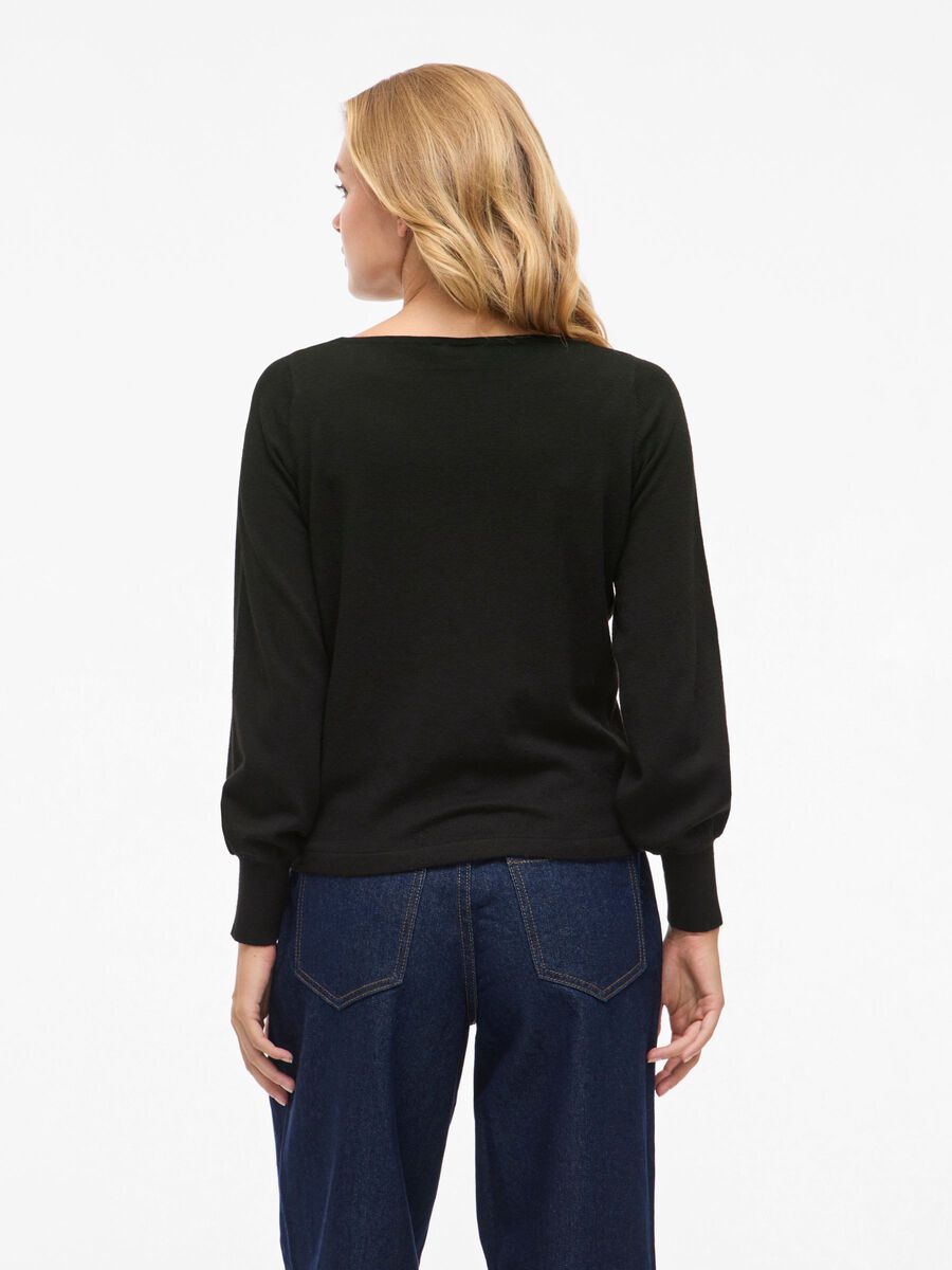 Carousel image - VIKERRY BOATNECK KNITTED PULLOVER, Black | 2