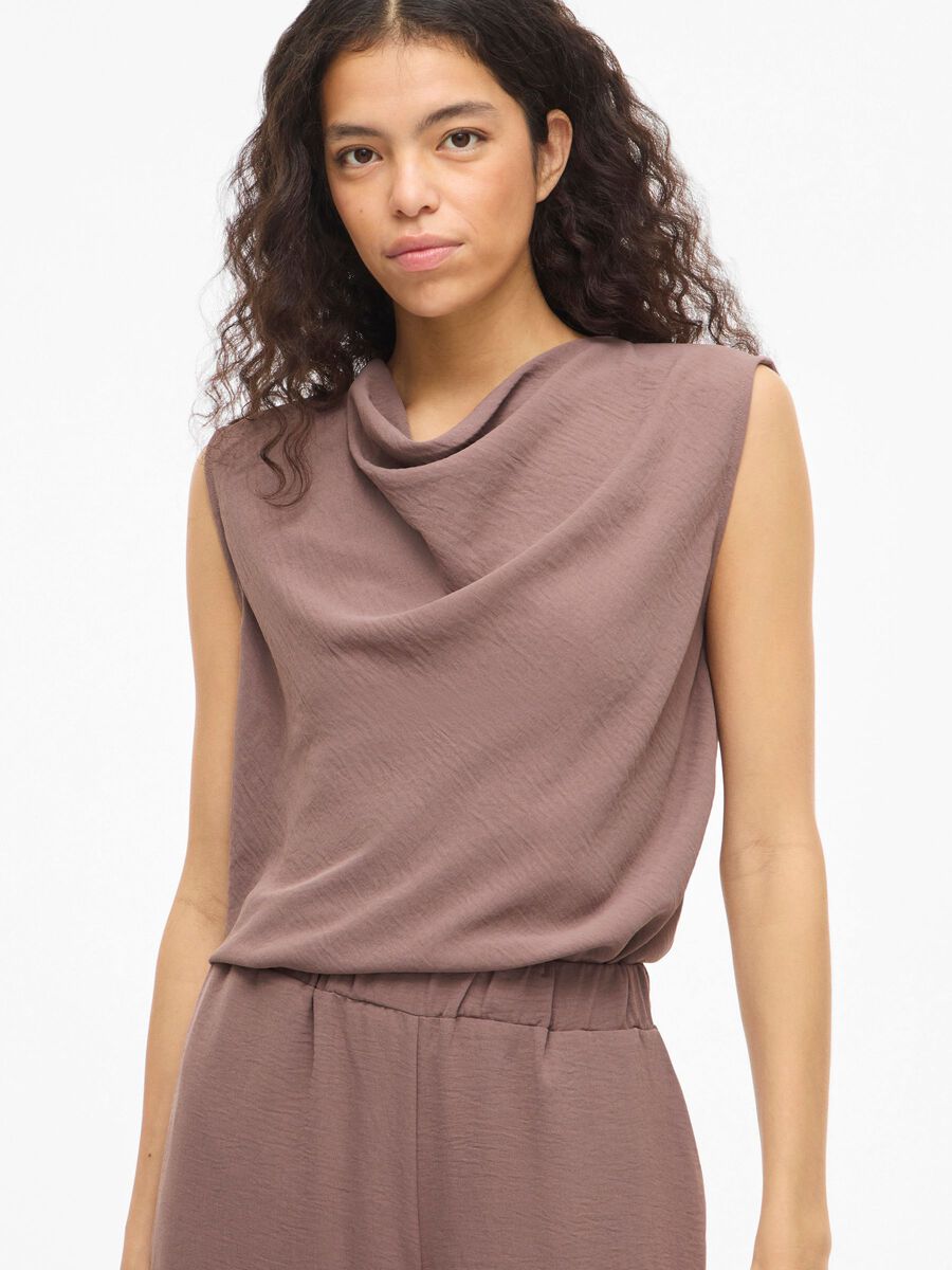 Carousel image - VIRELLA WATERFALL SLEEVELESS TOP, Twilight Mauve | 3