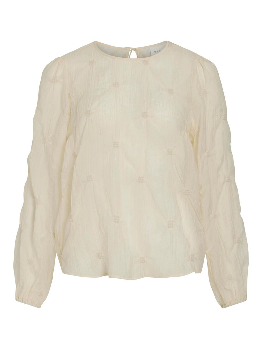 VILA ROUND NECK LONG SLEEVED TOP, Birch, highres - 14108678_Birch_001.jpg
