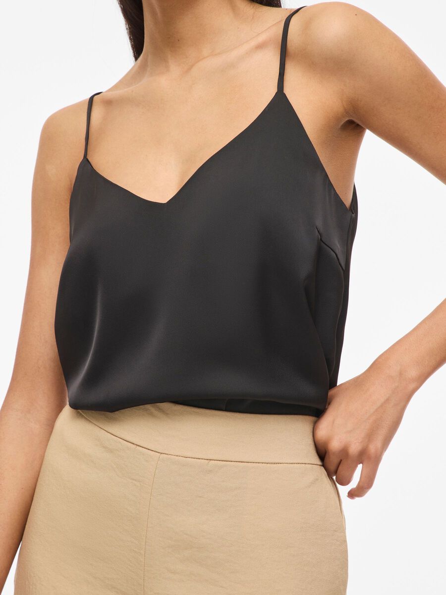 Carousel image - VIENNA RAVENNA V-HALS TOP MET BANDJES, Black | 5