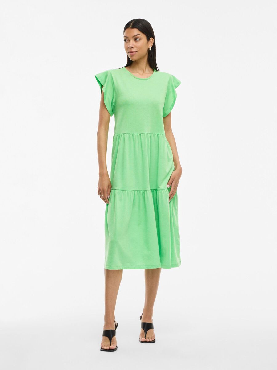 VILA SHORT SLEEVE MIDI DRESS, Summer Green, highres - 14087542_SummerGreen_003.jpg