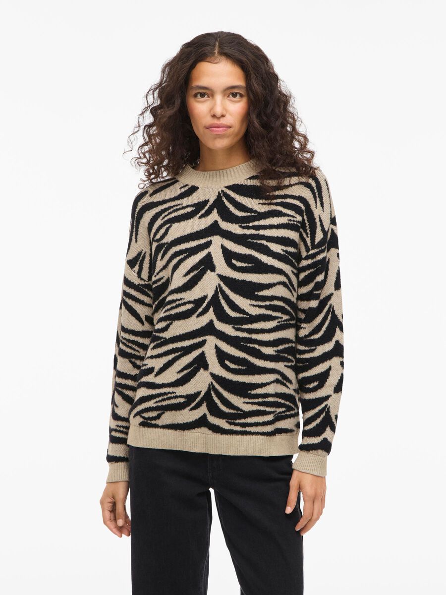 Product carousel image - VIFEAMA JACQUARD  KNITTED PULLOVER, Black Beauty | 1