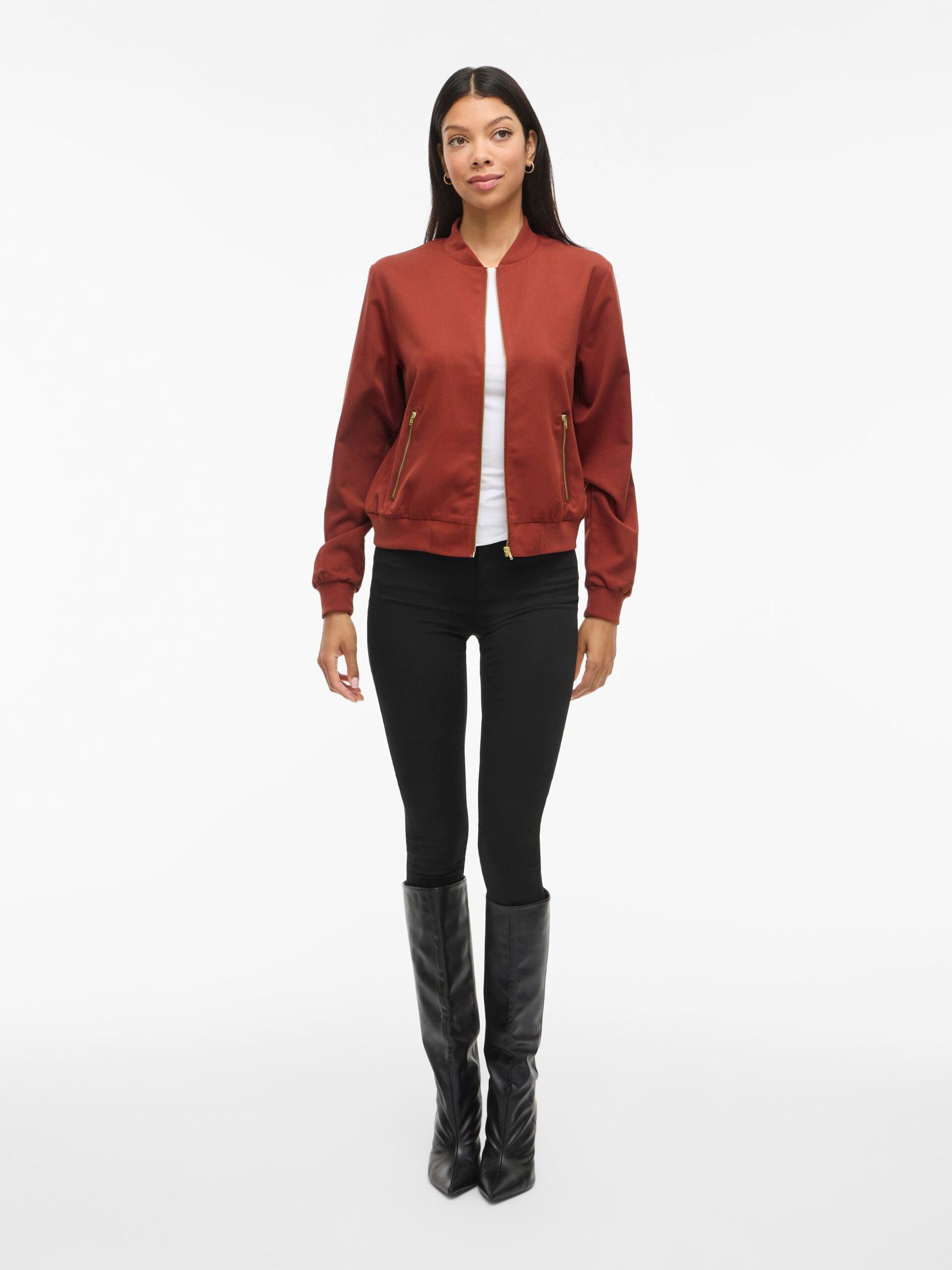 Carousel image - VIBUBBLE ZIPPER BOMBER JACKET, Burnt Henna | 4