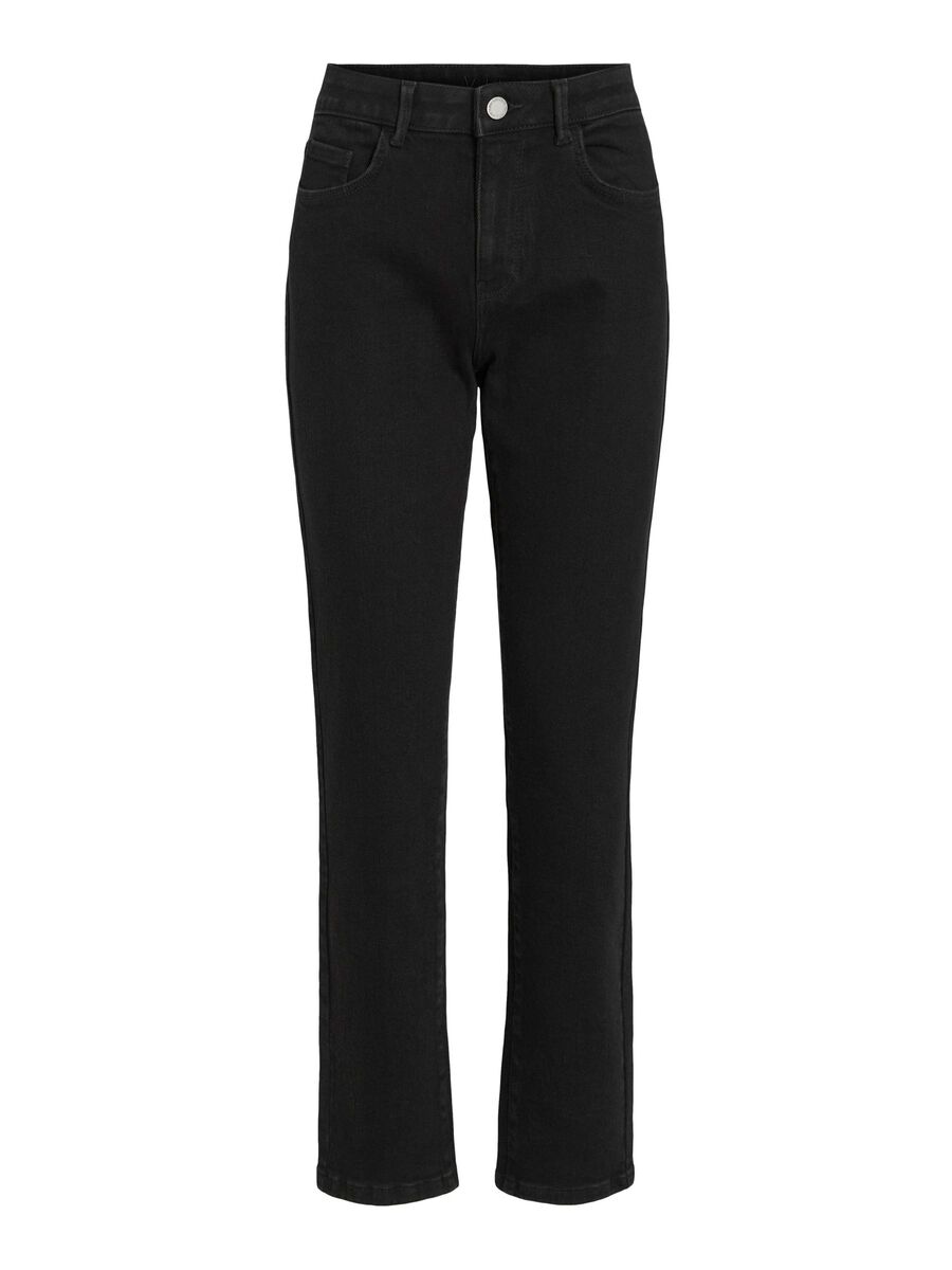 VILA VIALICE MID-WAIST STRAIGHT FIT JEANS, Black Denim, highres - 14108818_BlackDenim_1201544_001.jpg