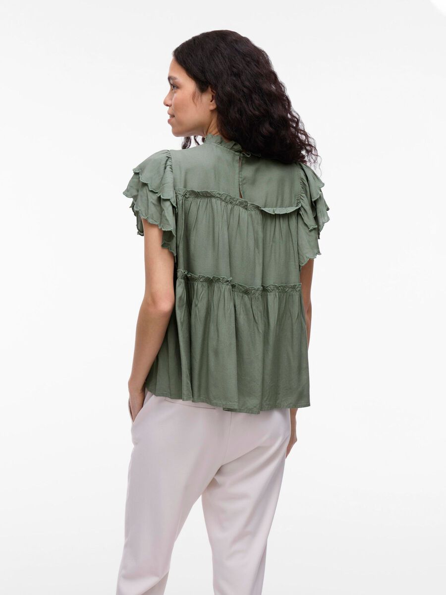 VILA VIPRETA HIGH NECK CAP SLEEVE TOP, Laurel Wreath, highres - 14112805_LaurelWreath_004.jpg