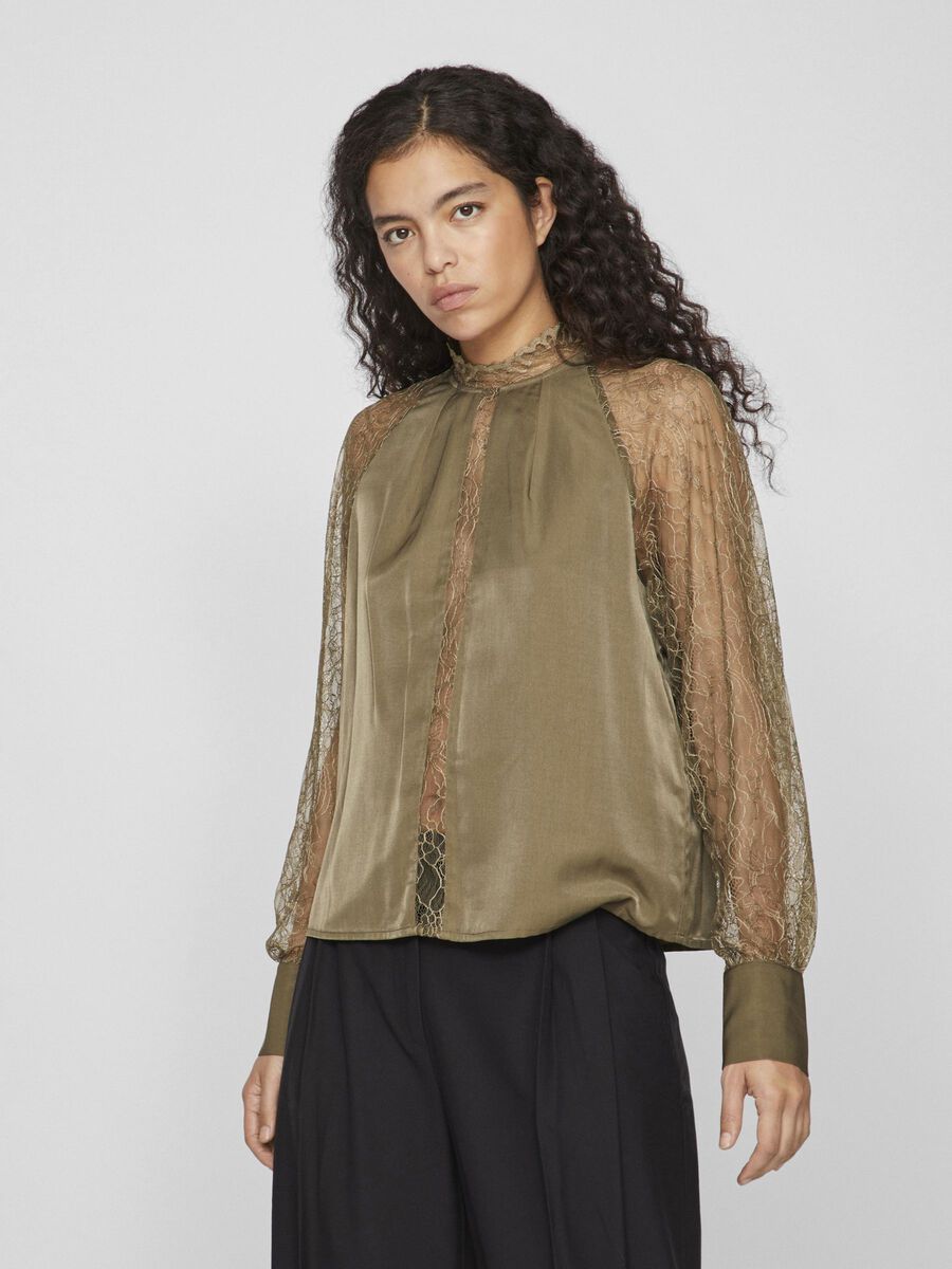 VILA LACE LONG SLEEVED TOP, Burnt Olive, highres - 14103185_BurntOlive_003.jpg