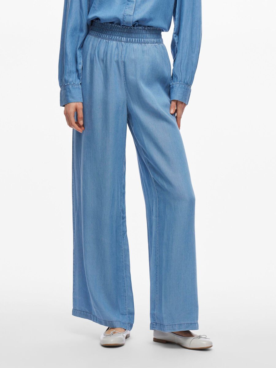 VILA HIGH WAIST WIDE-LEG TROUSERS, Light Blue Denim, highres - 14104534_LightBlueDenim_003.jpg