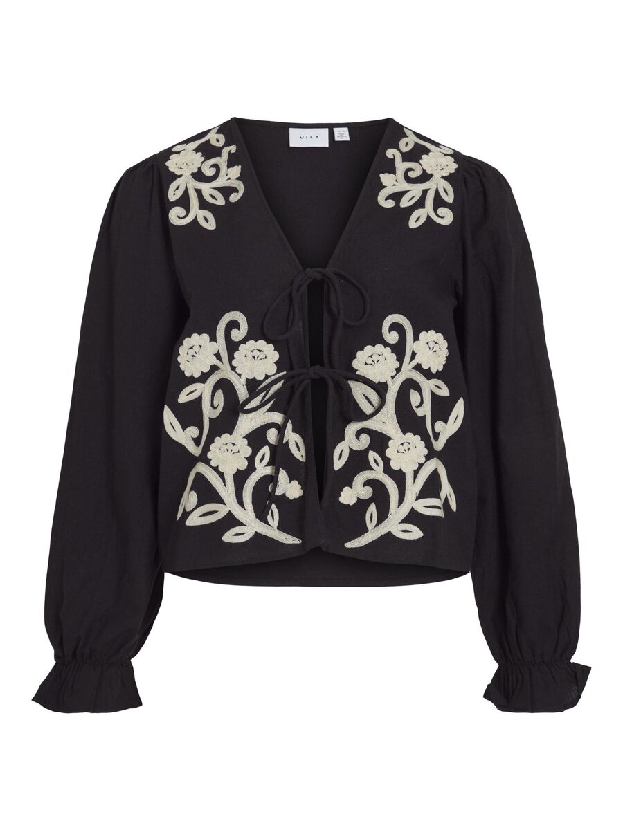 VILA V-NECK LONG SLEEVED TOP, Black Beauty, highres - 14104028_BlackBeauty_1162350_001.jpg