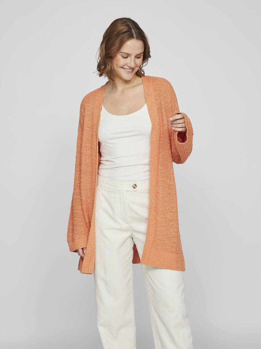 Vila OPEN KNITTED CARDIGAN, Shell Coral, highres - 14093100_ShellCoral_003.jpg