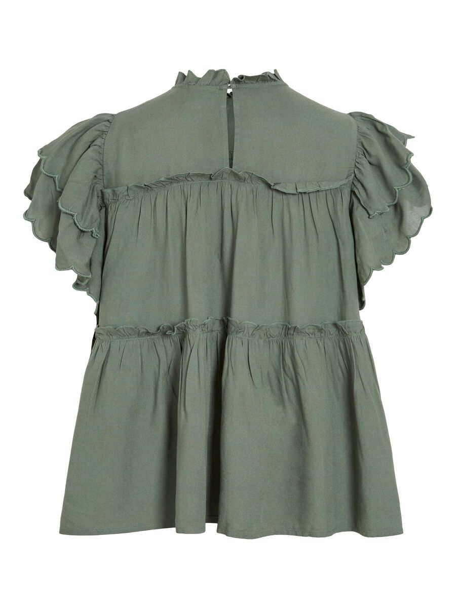 VILA VIPRETA HIGH NECK CAP SLEEVE TOP, Laurel Wreath, highres - 14112805_LaurelWreath_002.jpg