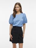 VILA VIELLETTE RONDE HALS TOP MET KORTE MOUWEN, Blissful Blue, highres - 14107986_BlissfulBlue_003.jpg