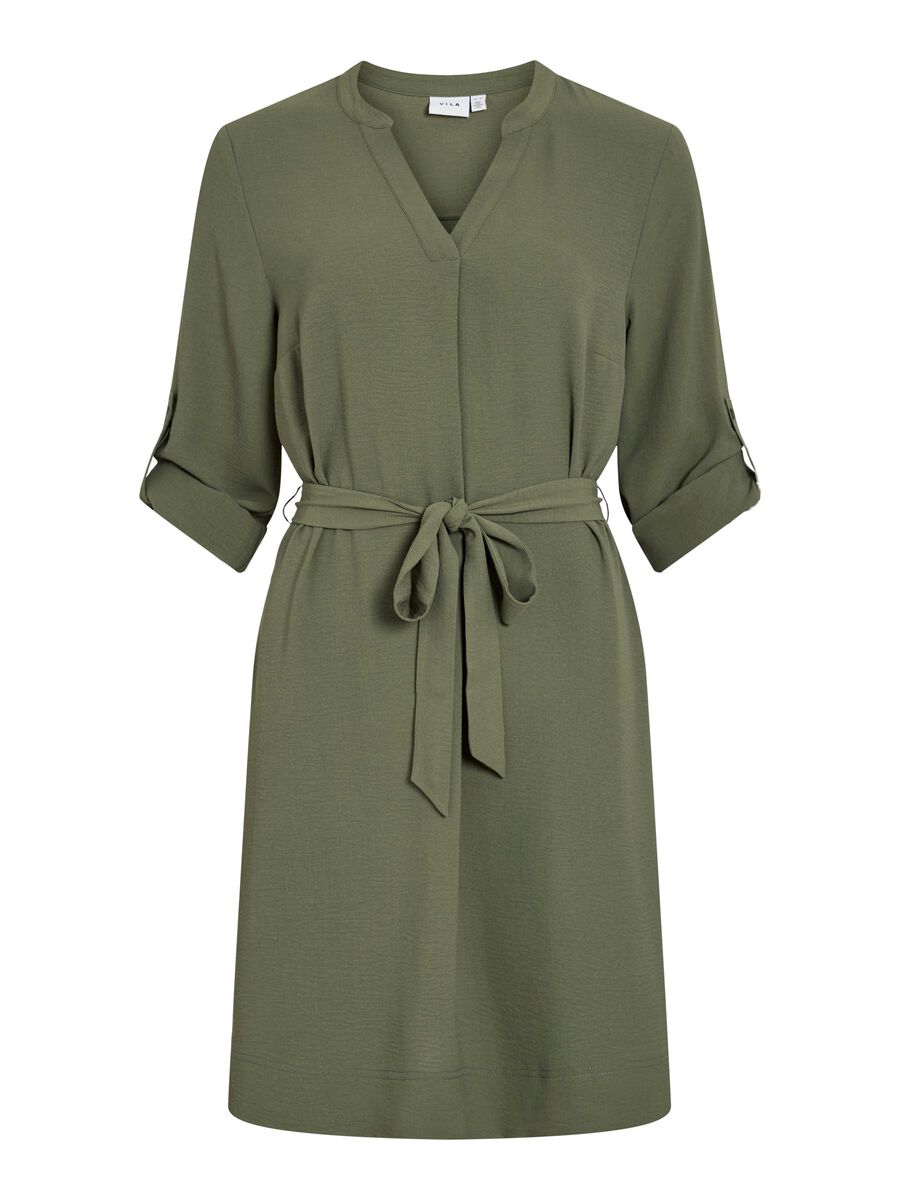 Product carousel image - VIJOSA V-NECK SHORT DRESS, Olivine | 2