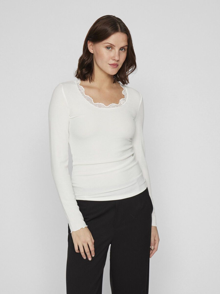 VILA ROUND NECK LONG SLEEVED TOP, Snow White, highres - 14107062_SnowWhite_003.jpg