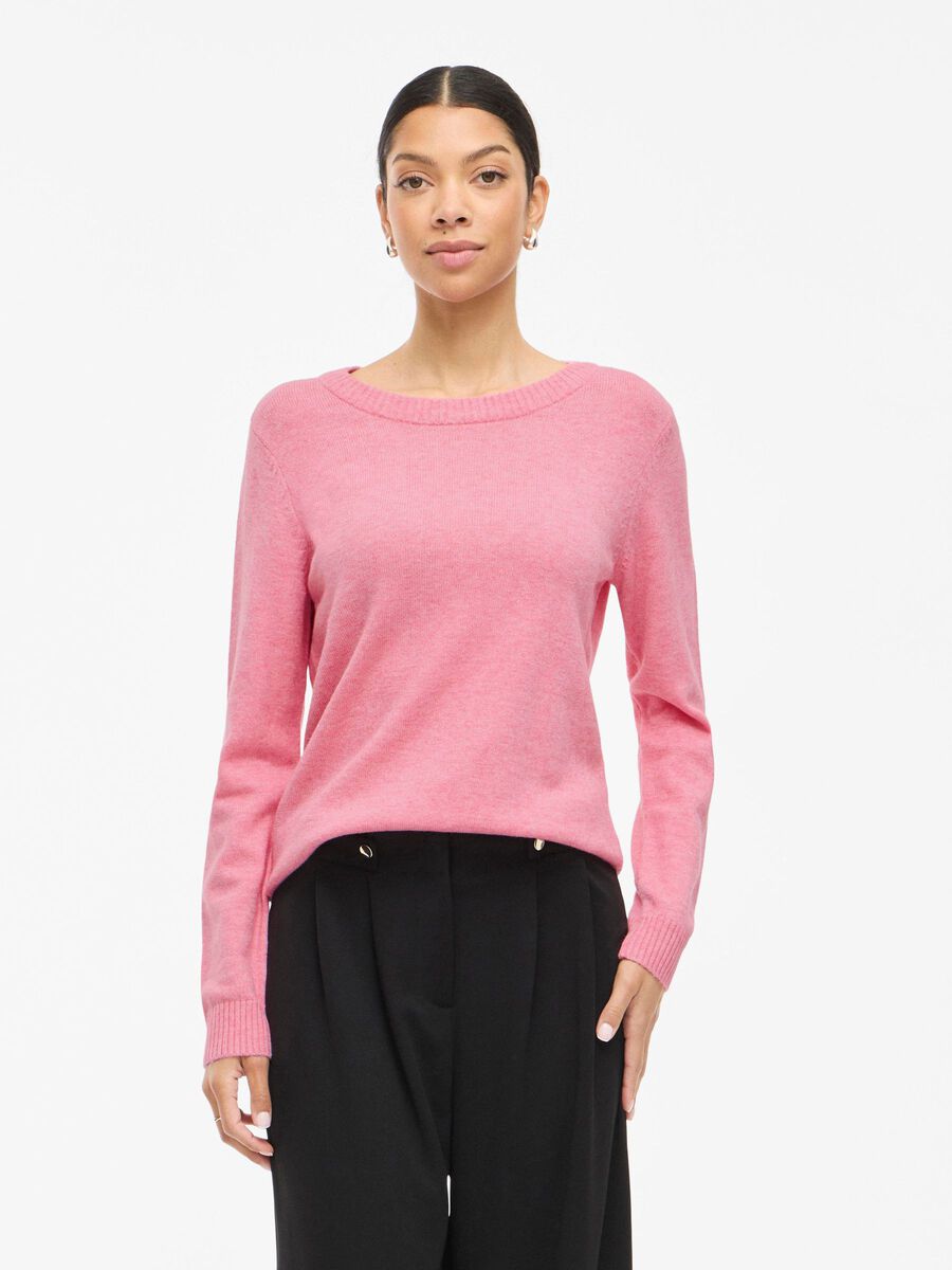 VILA VIRIL ROUND NECK KNITTED PULLOVER, Sangria Sunset, highres - 14054177_SangriaSunset_714851_003.jpg