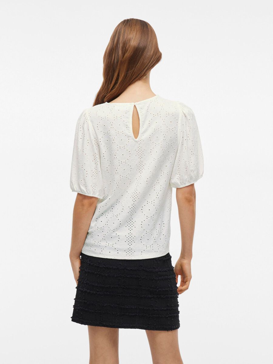 VILA ROUND NECK SHORT SLEEVED TOP, Optical Snow, highres - 14101667_OpticalSnow_004.jpg