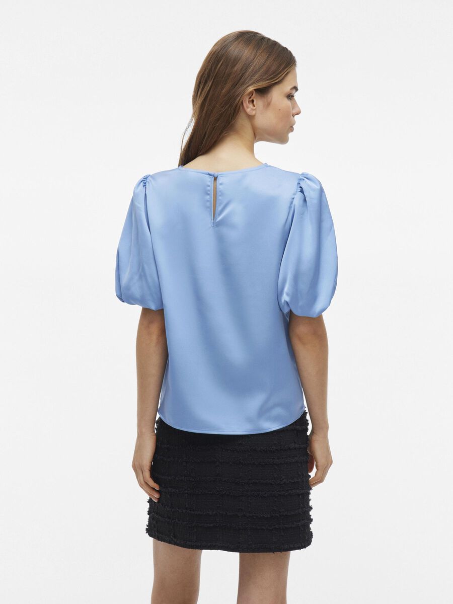 VILA VIELLETTE RONDE HALS TOP MET KORTE MOUWEN, Blissful Blue, highres - 14107986_BlissfulBlue_004.jpg