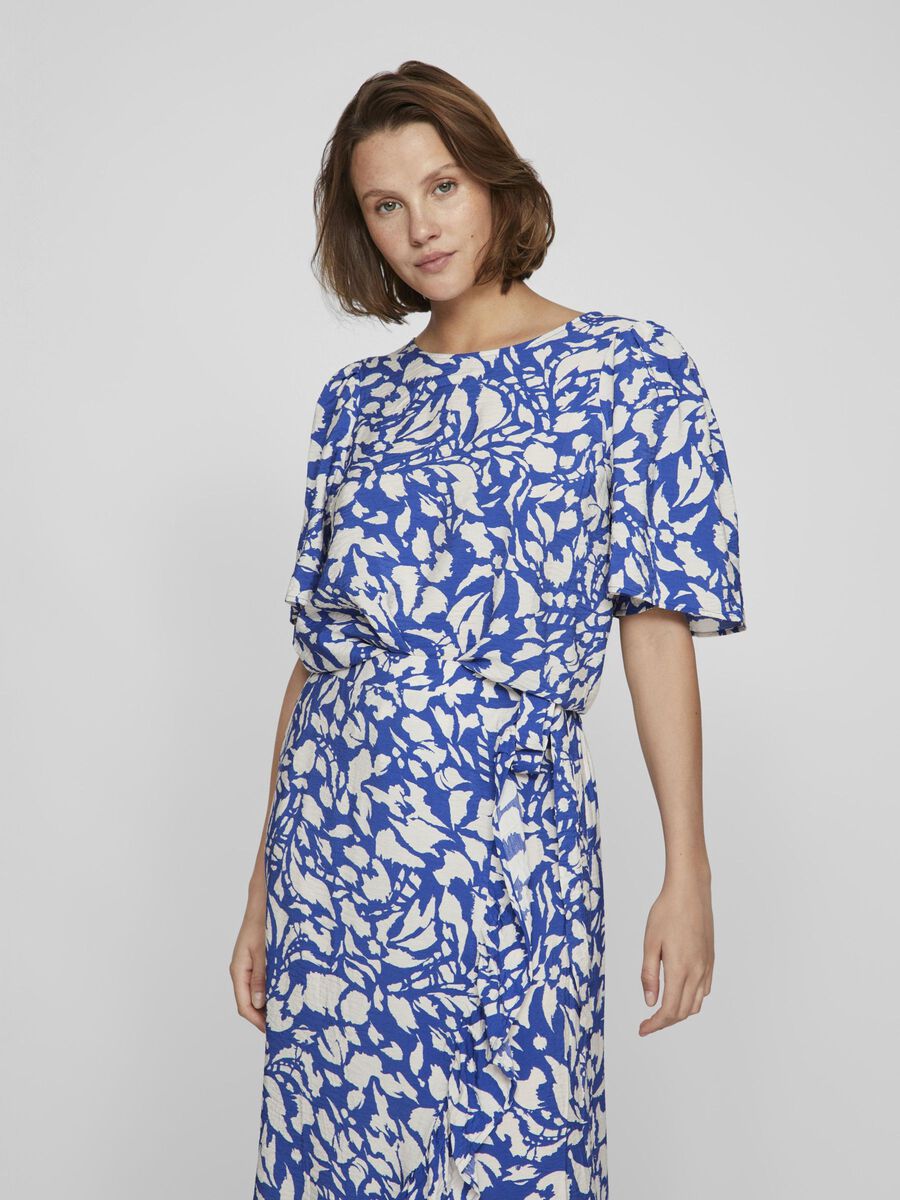 VILA ROUND NECK SHORT SLEEVED TOP, Mazarine Blue, highres - 14096386_MazarineBlue_1100332_003.jpg