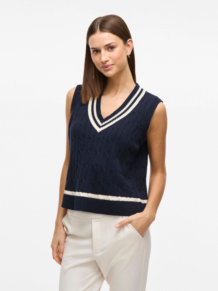 VILA V-AUSSCHNITT STRICKWESTE, Navy Blazer, highres - 14109923_NavyBlazer_1217532_003.jpg
