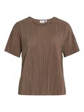 Vila RIBBED SHORT SLEEVED TOP, Fossil, highres - 14089481_Fossil_001.jpg