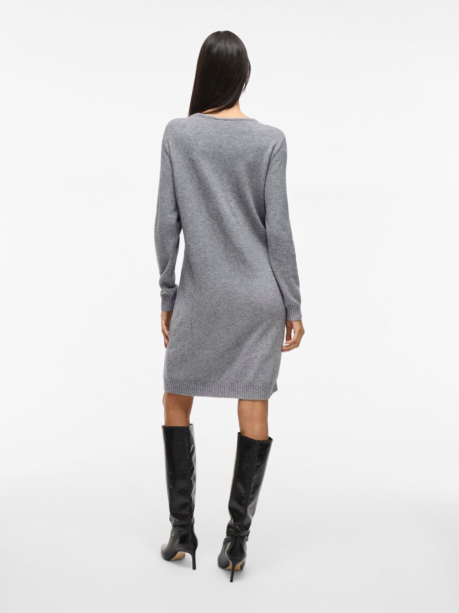 VILA LONG SLEEVED KNITTED DRESS, Medium Grey Melange, highres - 14042768_MediumGreyMelange_004.jpg
